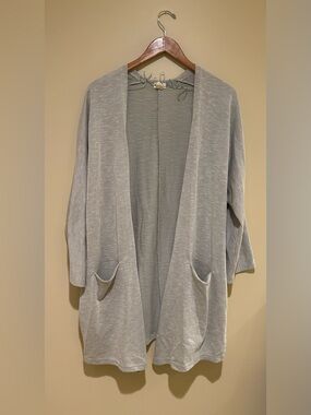DONNI. Light Gray Open-Front Women's Ribbed Cardigan Size OSFA